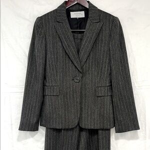 Tahari Gray Pinstripe Blazer and Pants Set